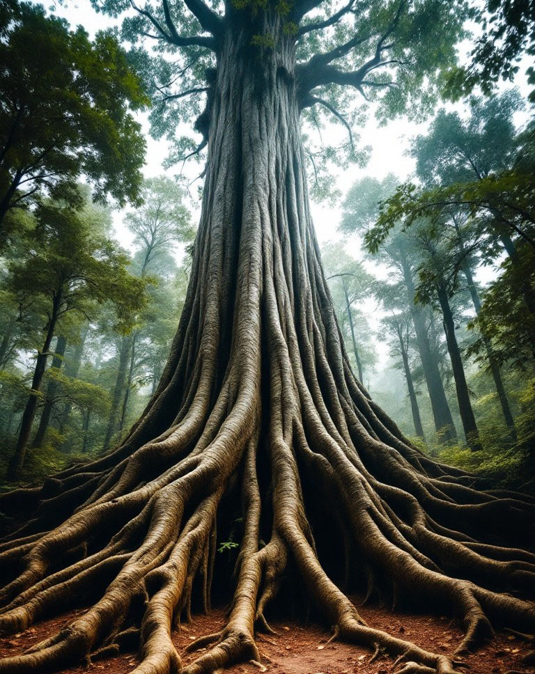 Massive tree roots